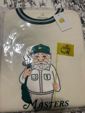 Masters Cream Crewneck Sweatshirt with Green Embroidered Logo